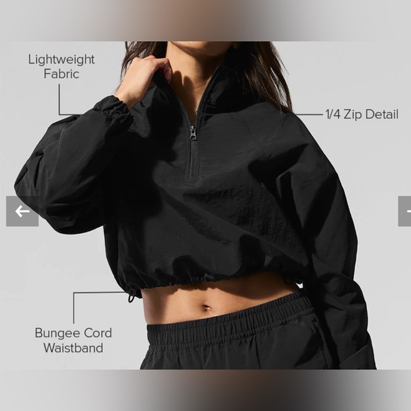 ALO Yoga Tops - Alo Black 1/4 Zip Cropped Jacket Size Small NWT